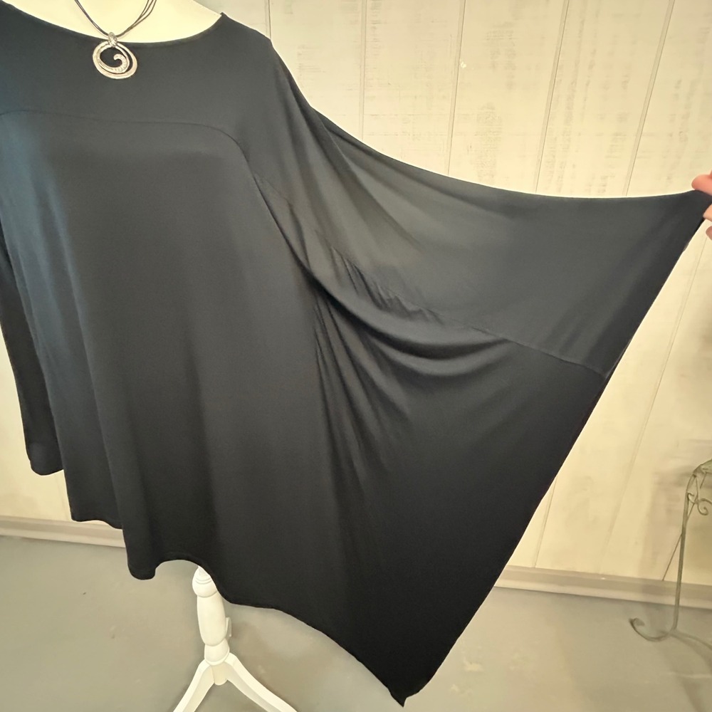 Roamans Women Whimsigoth Asymmetric Hem Tunic Top Sz M Long Sleeve‎ Black Witchy - Picture 3 of 7